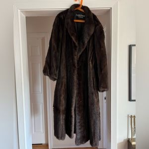 Vintage Louis Feraud Full Length Brown Mink Fur Coat